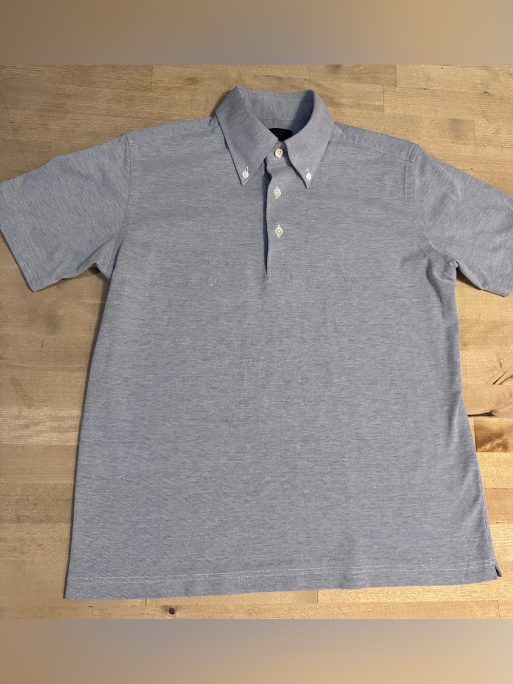 Kamakura Men's Light Blue Button-Down pique Polo